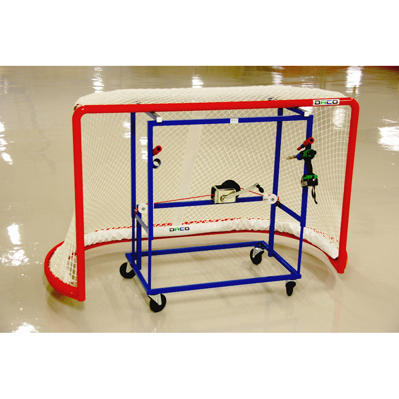 Målbursvagn hissbar för ishockeymål